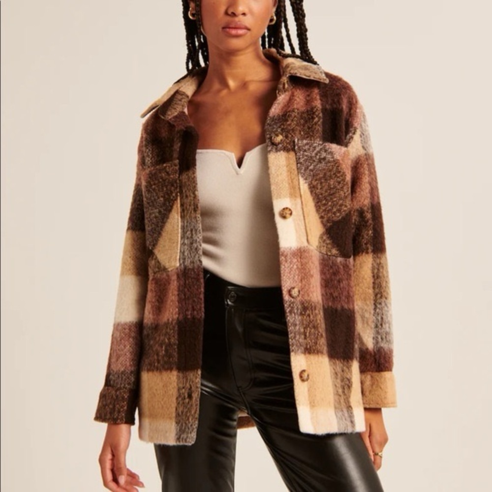 Abercrombie and Fitch Plaid Wool-Blend Jacket size small